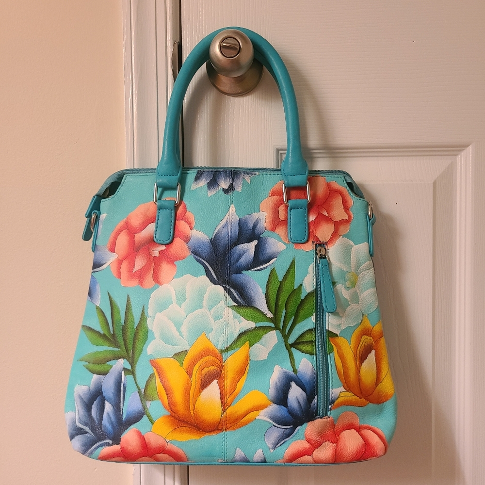 SUKRITI Red Floral Genuine Leather Ladies Shoulder Tote Bag